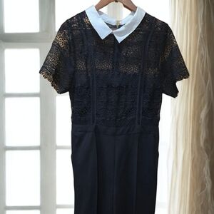 Black Lace Peekaboo Culotte Crop Jumpsuit NWT Venus Sz 16